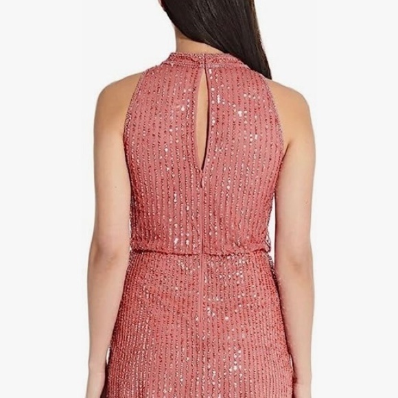 adrianna papell beaded blouson halter dress in Sugar Poppy Size 16 - Picture 6 of 7